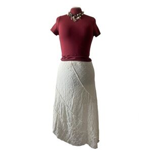 No Comment Cream Lace Maxi Skirt XL Asymmetrical Boho Romantic NWT